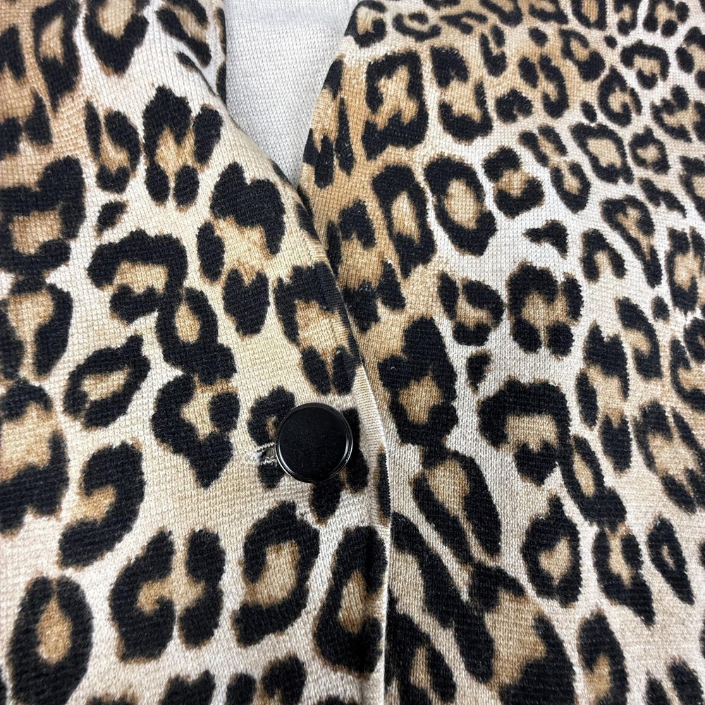Chicos Cardigan Sweater Womens 2 Brown Leopard Print Button Front Stretch Knit - Picture 4 of 12